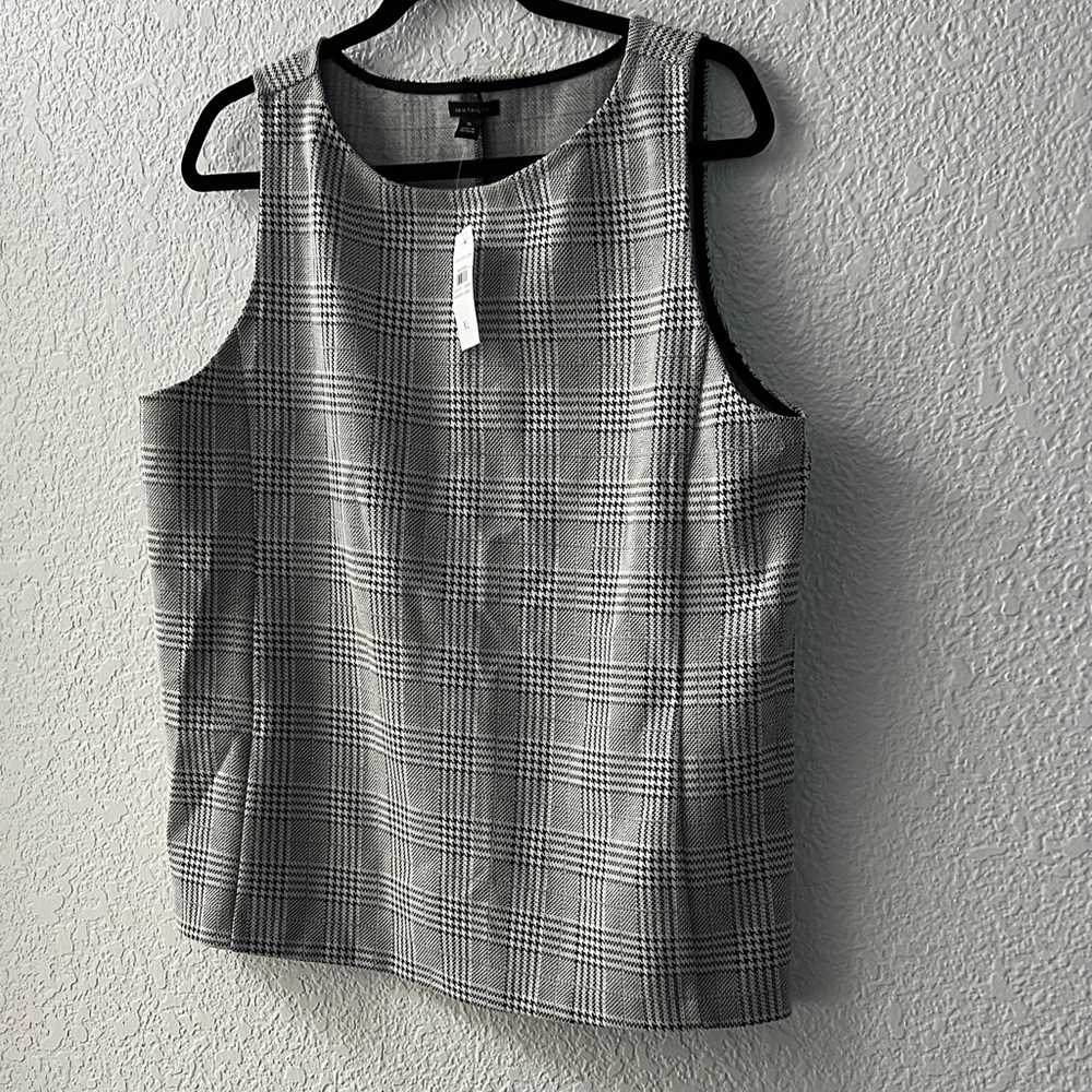 Ann Taylor Black and White Plaid Tank Top